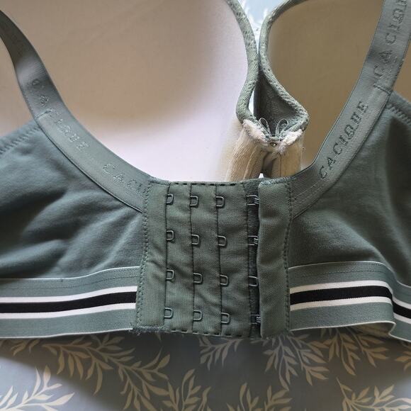 Cacique Sz 50B Boost Plunge Elegant Lace Underwire Bra Green And Black - Picture 5 of 12